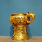 11 8  Antique Old Chinese Bronze Ware Gilt Dynasty Beast Ears Box Food Vessels