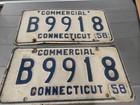 Pair 1958connecticut Commercial License Plate With Tag  b9918