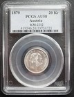  1870 Austria 20 Kreuzer  Pcgs  Au58   Nice Silver Coin - 744