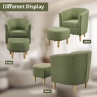Modern Accent Arm Chair W  Ottoman Linen Fabric Single Sofa Comfy Upholstered