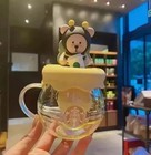 Starbucks Bear Glass Creative Coffee Cup Straw Cup Glass Cup Summer Cup Gift