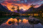 Sunset Lake Reflection Wallpaper  Ultra Hd Mountain Landscape Background