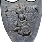 Cast Iron Coat Of Arms Shield Knight In Armor Mid Century Vintage 25x37in 