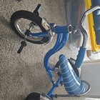 Schwinn Blue Tricycle Striped Seat Chrome Fenders Three Wheels For Kids