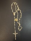 Vintage Creed Sterling Silver Rosary Crystal Beads Crucifix Catholic Religious