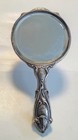 Lovely Antique Art Nouveau Sterling Silver Hand Mirror W floral And Female Motif