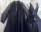 Vtg Ml Black Vanity Fair Db Sheer Chiffon Peignoir Robe Vandemere Olga Nightgown