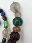Mixed Lot Of 58 Vintage Clay  Mostly Glass Trade Beads On 48  Metal Cable