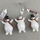 6 Russ Berrie Miniature Ceramic Snowmen   Polar Bear Christmas Ornaments