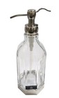 New Hotel Balfour Silver Tone Pump Glass Hexagon  Vintage Look Soap Dispenser