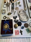 Junk Drawer Lot Vintage Military Pin Golf Pinkerton Badge Boy Scouts Knife