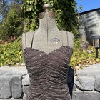 Vintage Y2k  Scala 100  Silk Brown Beaded Formal Hi-low Dress Size S