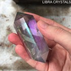 Storm Gray Teal Blue Aura Quartz Double Terminated Wand Crystal Point 3in