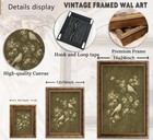 Gold Framed Bird Floral Canvas Art Print Vintage Botanical Wall Decor 16x24