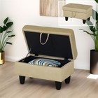  29  Storage Ottoman Bench With Lift Top For Home Office  Flannel  Beige