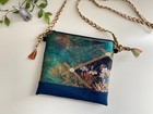 Japanese Vintage Kimono Obi Silk Pochette Bag Floral Green   Multicolor Handmade
