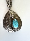 Navajo Vintage Leaf Pendant Silver Necklace 77g