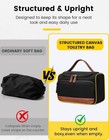 Structured Canvas Toiletry Bag Medium Stand-up Dopp Kit Wet Dry Pocket Organizer