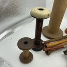 Lot Of 17 Antique Wooden Textile Mill Thread Spool Spindles Bobbins