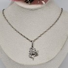 925 Sterling Silver - Vintage Flower Pendant Twisted Chain Necklace 17 