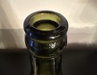 Antique 1870s Hand Blown Olive Green Glass Bottle - Applied Lip Black Glass