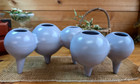 Japanese Ikebana Flower Arrangement Vase Modern Space Age 5 Holes Shigaraki Ware