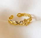 Women s Solid Metal Adjustable Flower Toe Ring 14k Yellow Gold Plated Silver
