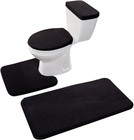 Toilet Lid Cover Madeals 4 Piece Memory Foam Bathroom Rug Set Tank Cover Black