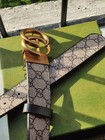Authentic Gucci Reversible Leather Gg Marmont Supreme Belt Golden Buckle