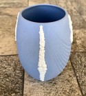 Wedgwood White On Blue Jasperware Wide Classical Ripple Vase