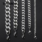 Stainless Steel Cuban Curb Chain Silver 16 -30  Men Choker Necklace 3 5 7 9 11mm