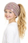C c Kids Four Tone Beanietail Children Soft Ponytail Messy Bun Beanie 2-6yr