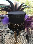 Top Hat Fascinator Halloween Purple Black Feathers Steampunk Gothic 4    X 5   