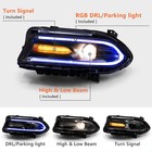 Pair Rgb Colorful Headlights For Dodge Charger 2015-2023 Drl Led Halogen Lamps