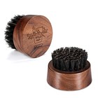 Beard Brush For Men - Boar Bristles Small And Round - Black Walnut Wood Brown