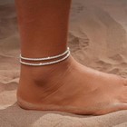 14k Gold silver Layered Anklets For Women     Waterproof Sparkly Beach Jewelry