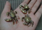 Vintage Style 3pcs Solid Brass Copper Cute Crabs Animals Statues