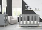 4-in-1 Convertible Baby Crib Wooden Grey Legs Toddler Bed Nursery Furniture Gray