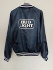 Authentic Anheuser Busch Bud Light Vintage Blue Satin Varsity Bomber Jacket