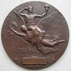 1900 France International Exposition 63mm Bronze Medal By Chaplain art Nouveau