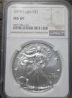 2019 Silver American Eagle S 1 Coin Ms 69 Ngc Certified 1oz Silver 