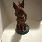 Resin Red Fox Figurine With Flame Tail On Green Base  Animal Decor