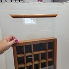 Vtg Wood 26 Hole Wall Display Trinket Shelf Sliding Glass Door Cabinet 17 5 X 11