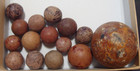 15 Marbles Antique Vintage Handmade Clay Huge Brown Bennington Boulder 1-1 8