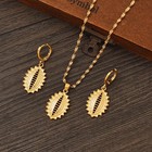 50cm Women Girls 24k Gold Shell Shape Wedding Necklace Earrings Pendant Set