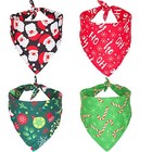  4 Pack Dog Bandana Christmas Dog Scarf Triangle Bibs X-large Red green black