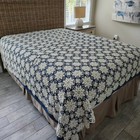 Vintage 1930s-1940s Crocheted Bedspread Floral Pattern Off White Ivory Twin Full