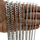 Solid 925 Sterling Silver Diamond Cut Curb Chain  Cuban Link Necklace Bracelet