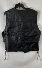 Hwk Men s Black Leather Motorcycle Vest Side Laces Snap Front Xl Nwt