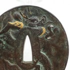 Era Sword Fittings Tsuba Metal Inlaid Dragon Antique Collectible